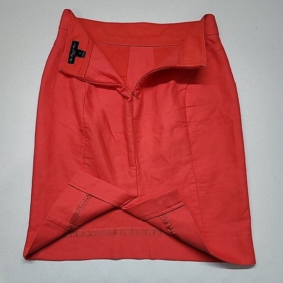 J Crew Factory The Pencil Skirt Poppy (Salmon) Double Serge Cotton Skirt Size 0 - Picture 4 of 11
